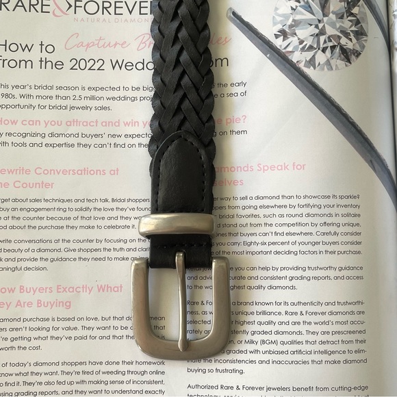 BLack color Woven 100% genuine Leather Belt gorgeous Leather Belt Size: 36/90 - Picture 9 of 15